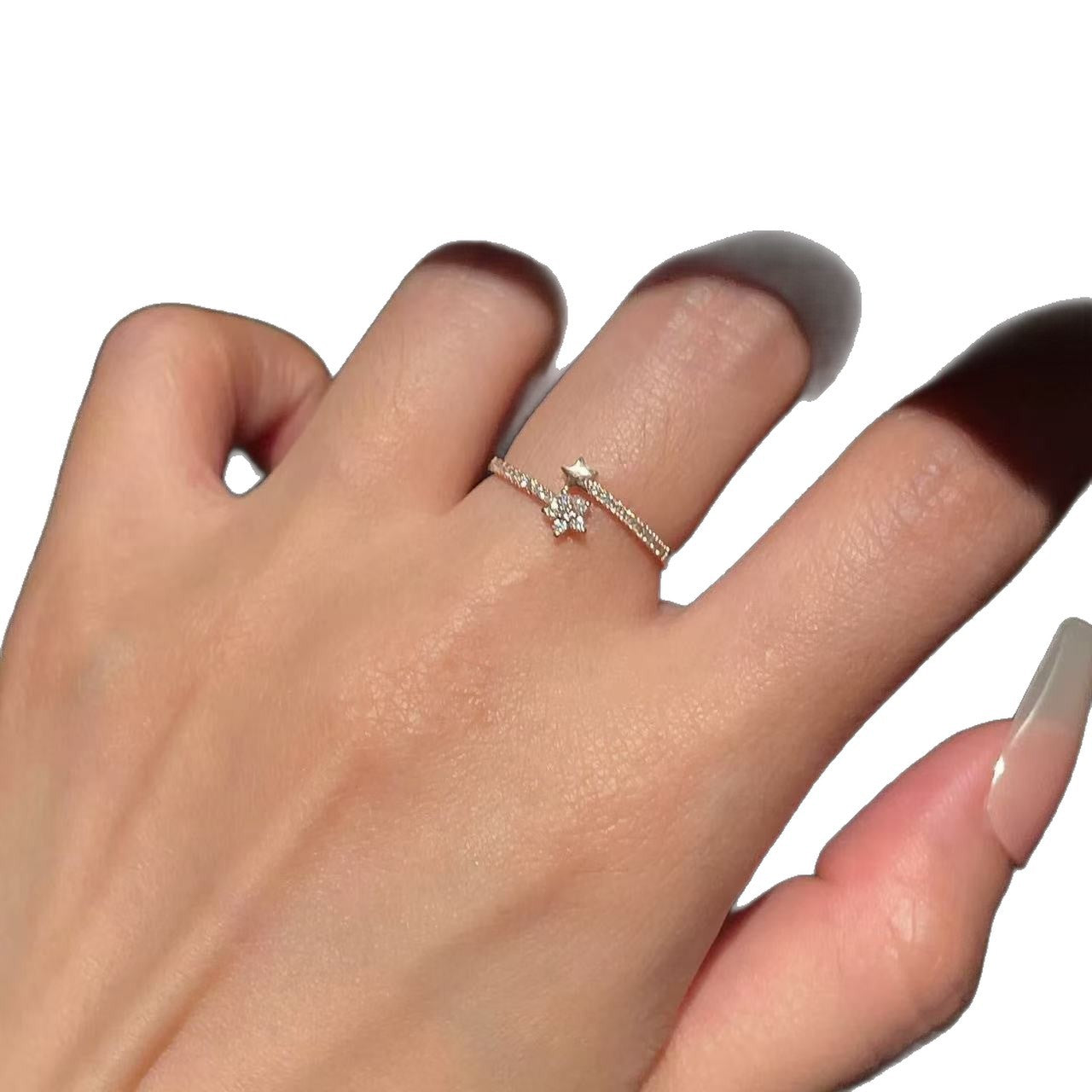 Sense Diamond Design Light Luxury Five-pointed Ring