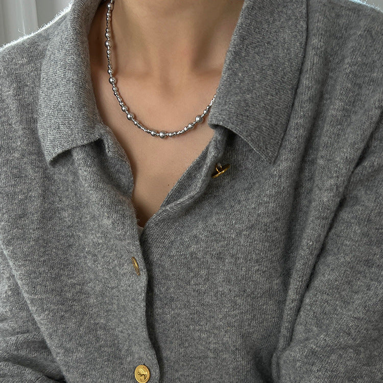 Cool Sier Gray Pearl Cut Flower Light Luxury Necklaces