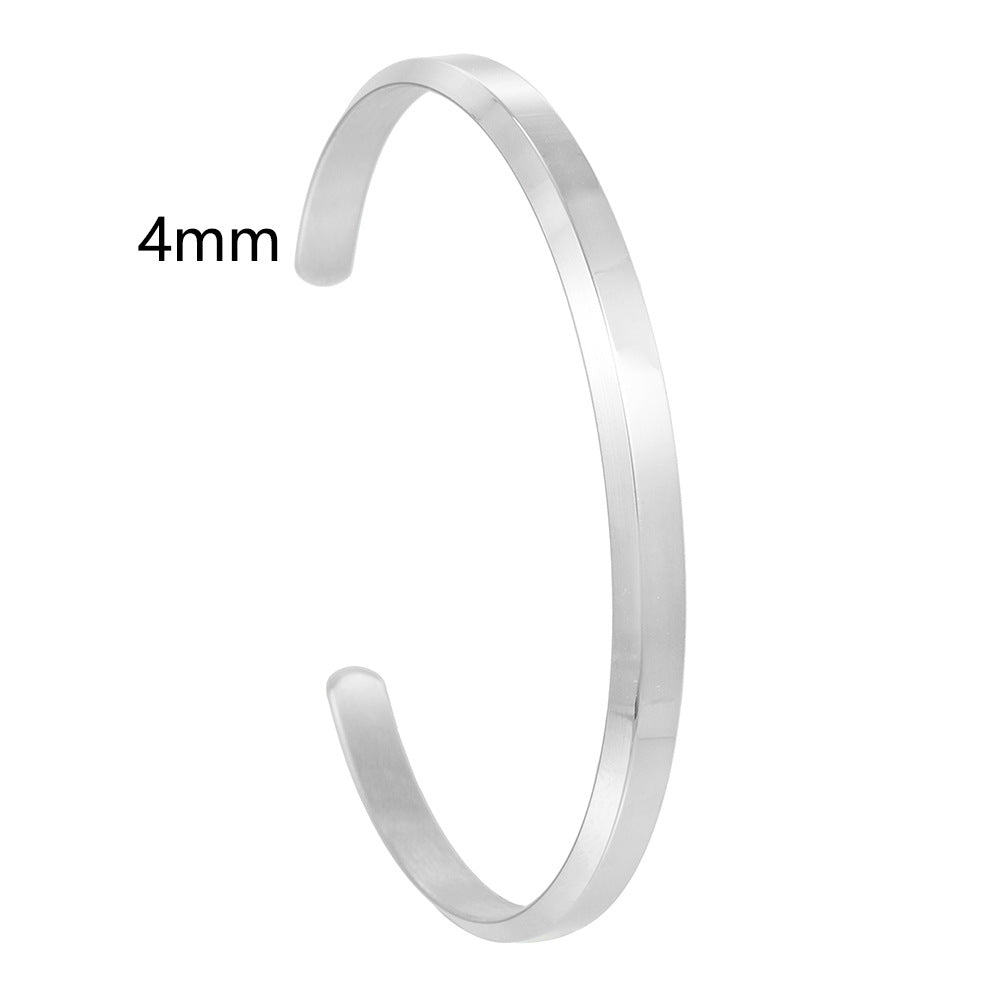 Men's Fashion Simple Titanium Steel Gold Plated Shaped Open Bracelets