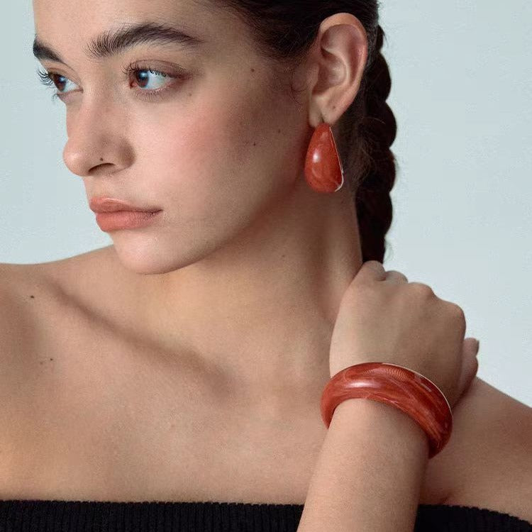 Orange Crescent Acrylic Design Simple High Sense Rings