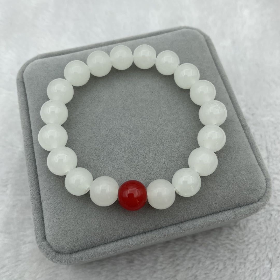 Women's Imitation Jade White Marble Agate Fashion Simple Crystal Stall Bracelet
