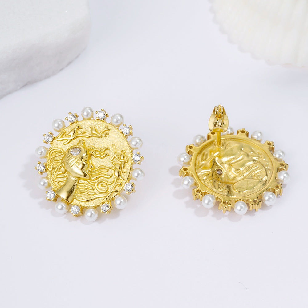 Women's Camellia Imitation Pearl Chinese Style Niche Earrings