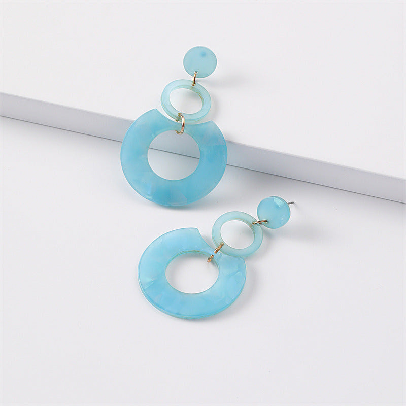 Women's Round Stitching Cellulose Acetate Sheet Texture Earrings