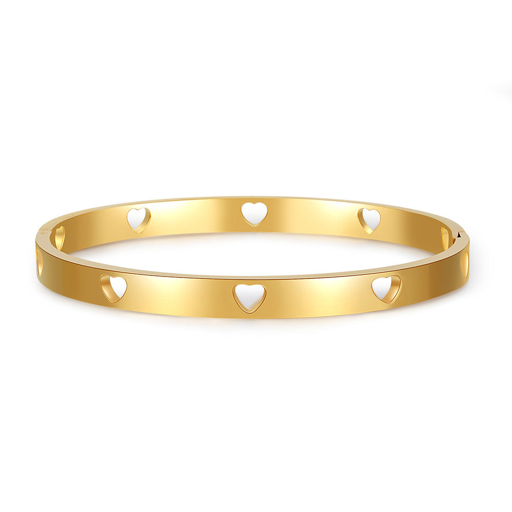 Men's Fashion Simple Titanium Steel Gold Plated Shaped Open Bracelets