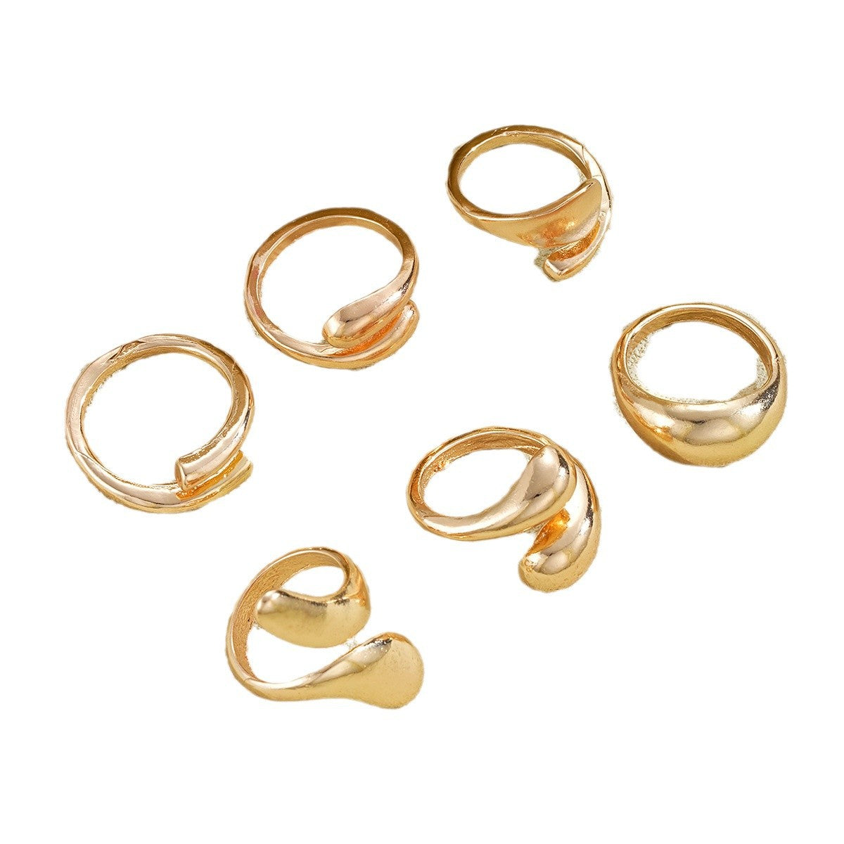 Glossy Double Water Drop Alloy Simple Rings