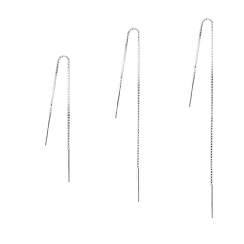 Women's Simple Super Long Chain Country Temperamental Tassel Sterling Ear Line