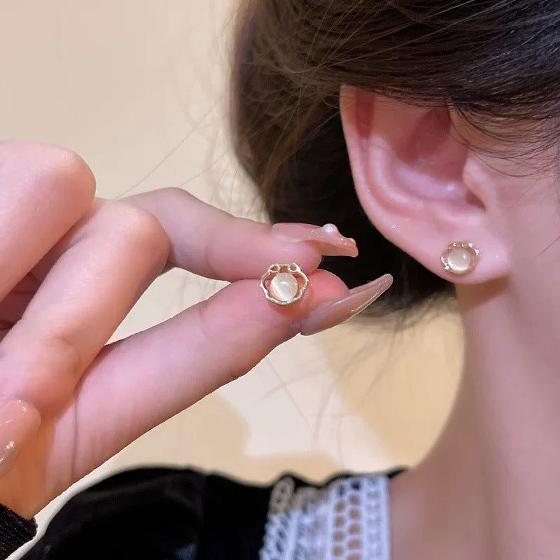 Women's Sier Needle Korean Style French Temperamental Pearl Earrings