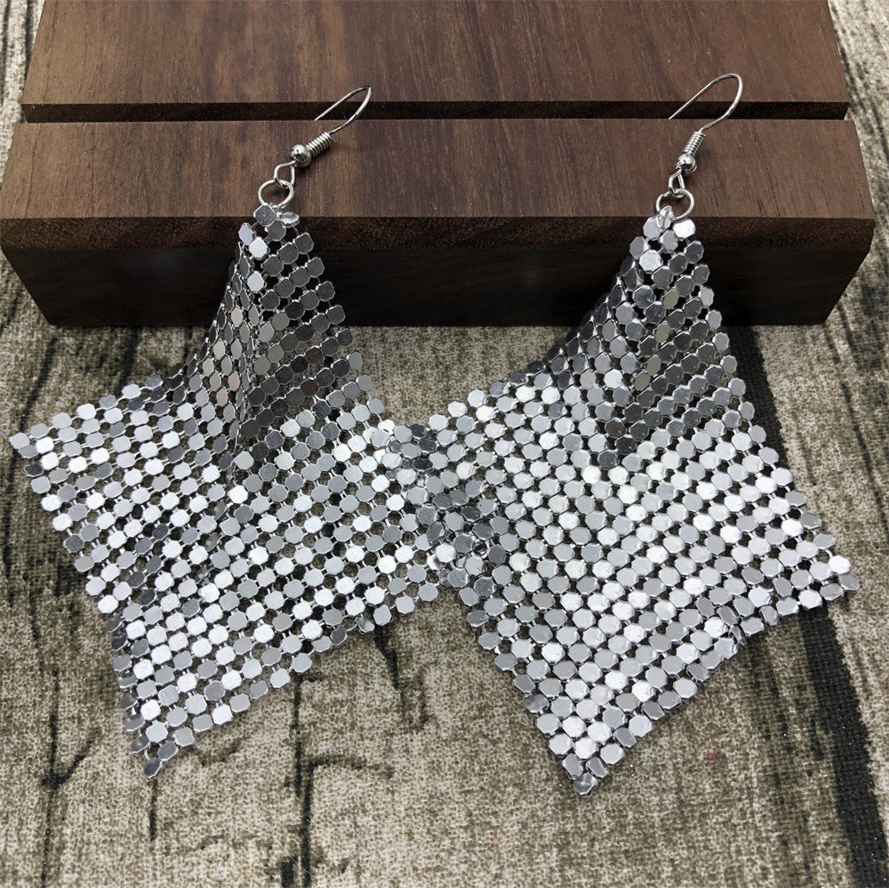 Large Mesh Plate Fashion Square Variable Earrings