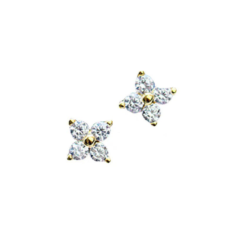 Women's Clover Ear Light Luxury Sweet Diamond Small Flower Shape Mini Rings