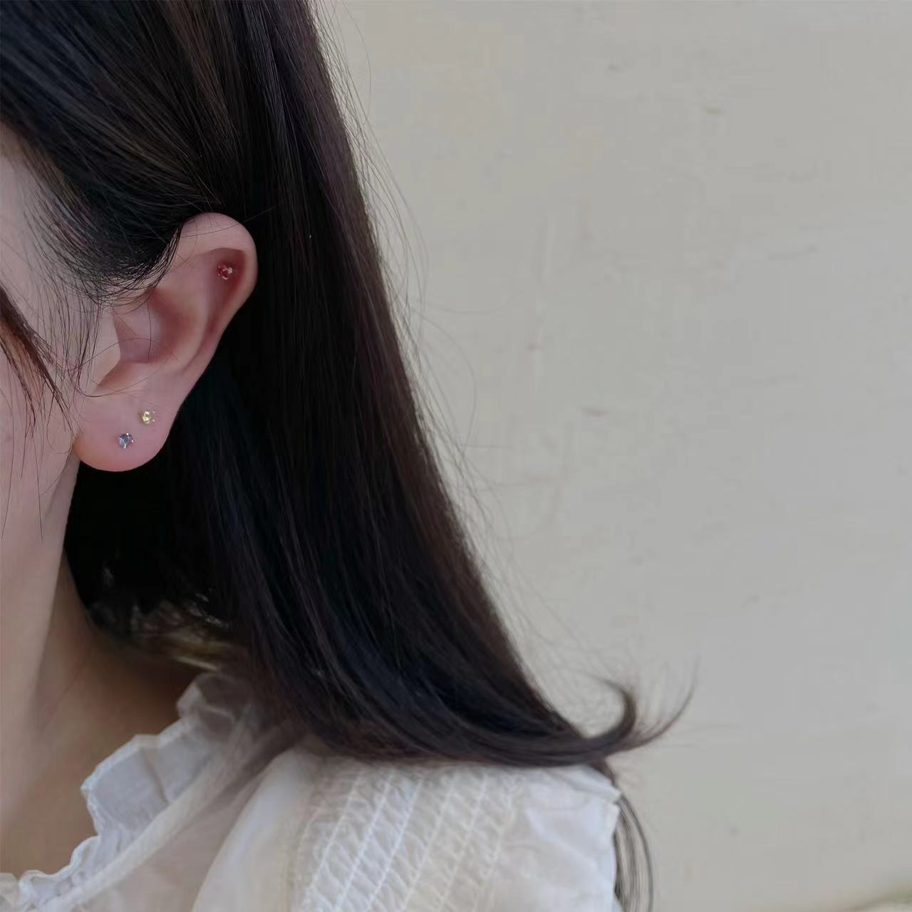 Sterling Sier Zircon Color Ear Bone Earrings