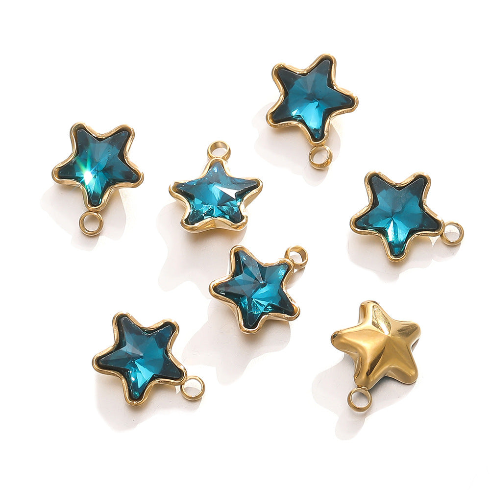 Color Five-pointed Star Retaining Diamond Handmade Pendants