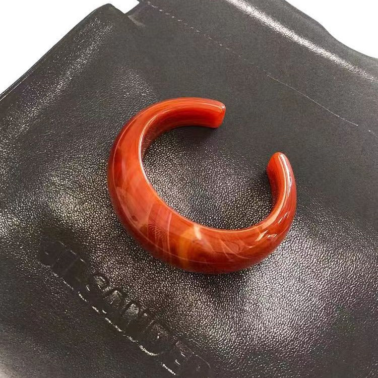 Orange Crescent Acrylic Design Simple High Sense Rings