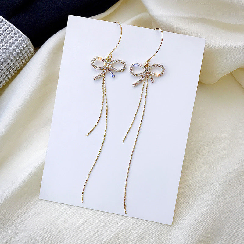 Women's Sier Light Luxury Long Tassel Exaggerated Earrings