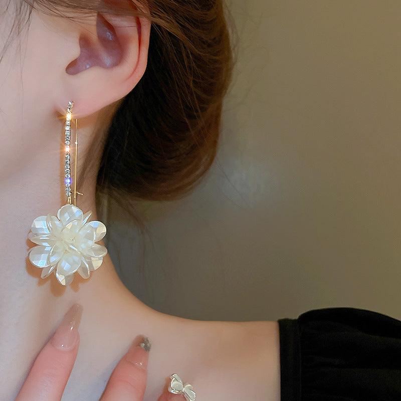 Women's Acrylic Flower Long Ear Hook Niche Earrings