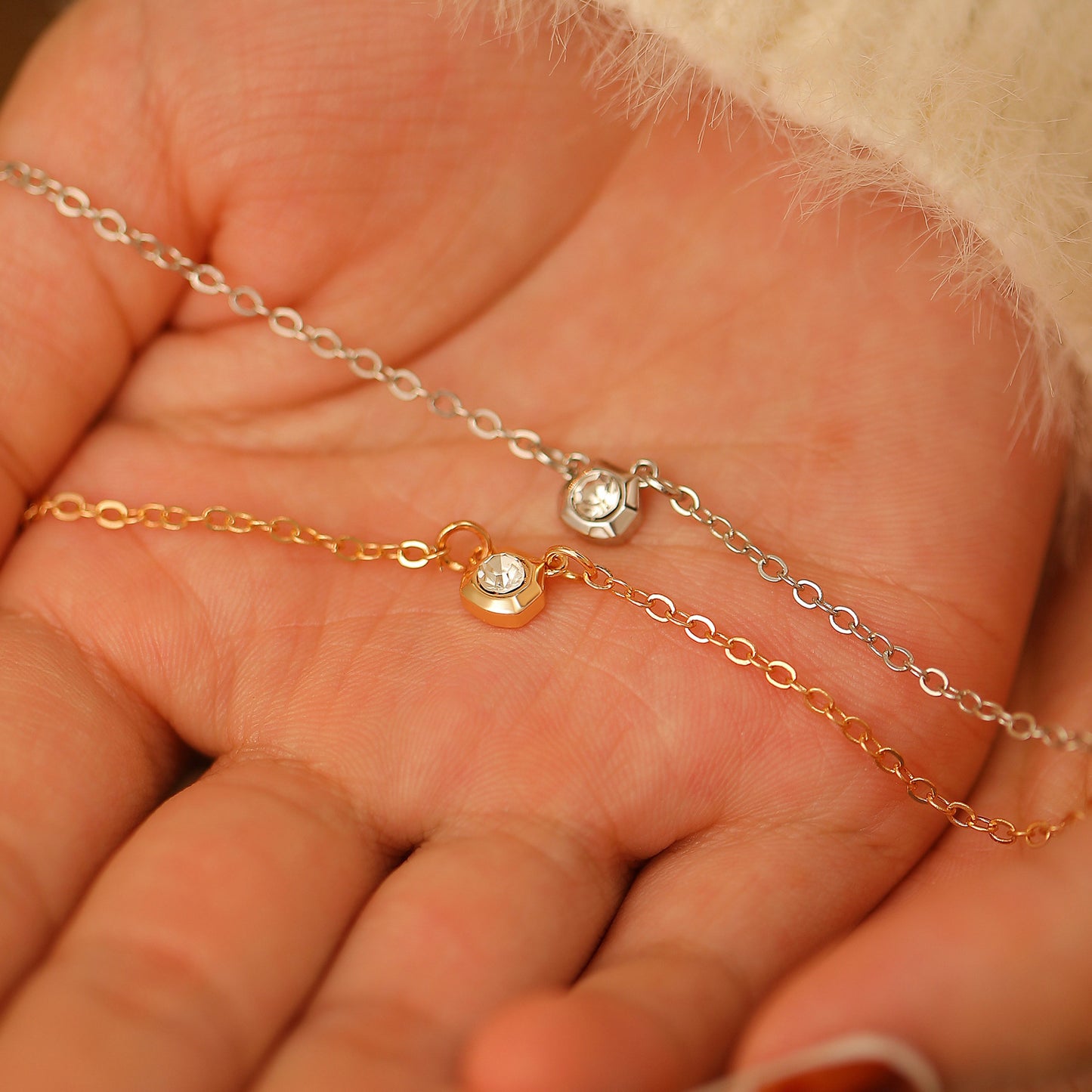 Geometric Inlaid Zircon Exquisite Water Drop Necklaces