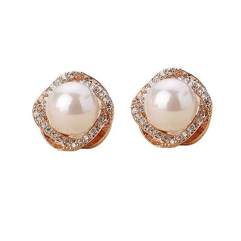 Needle High-grade Pearl Bow Flower Tulip Earrings