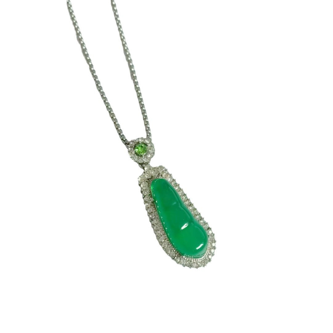 Jade Inlaid Gourd Peace Buckle Beans Pendants