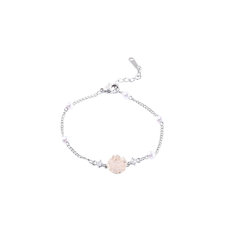Women's Light Luxury Minority Retro Camellia Fashionable Design Sense Crystal Bracelets