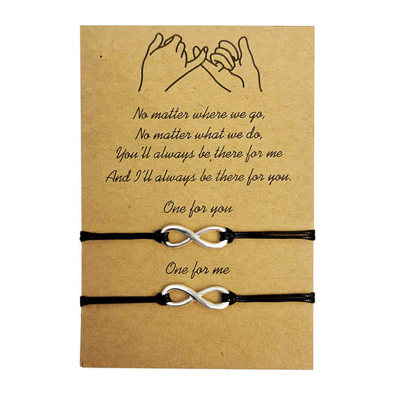 Simple Alloy Hand-woven Adjustable Couple Card Bracelet