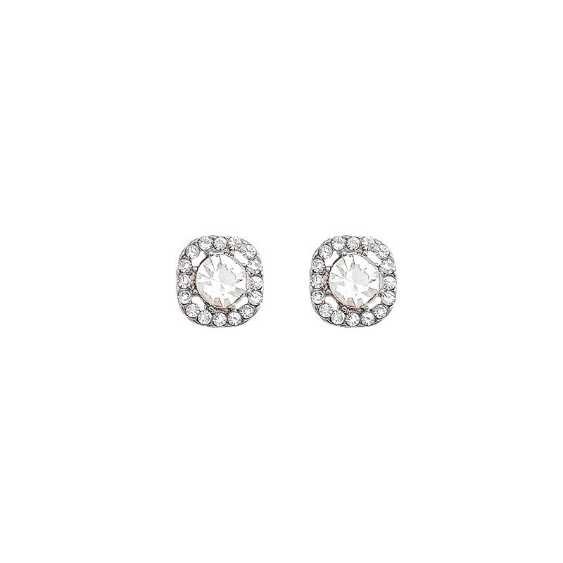 Women's Needle Summer Simple Square High-grade Style Copper Inlaid Stud Earrings