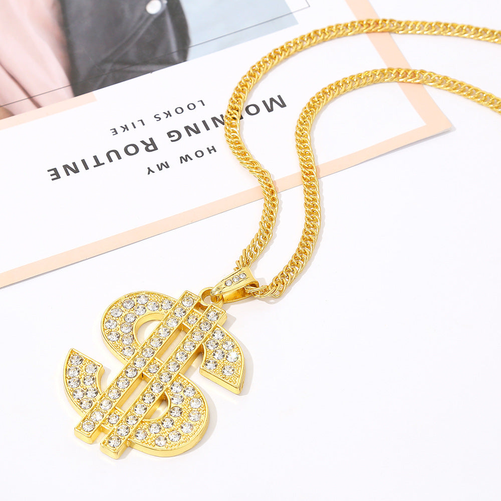 Men's Hip Hop Alloy Personality Dollar Symbol Geometric Necklaces