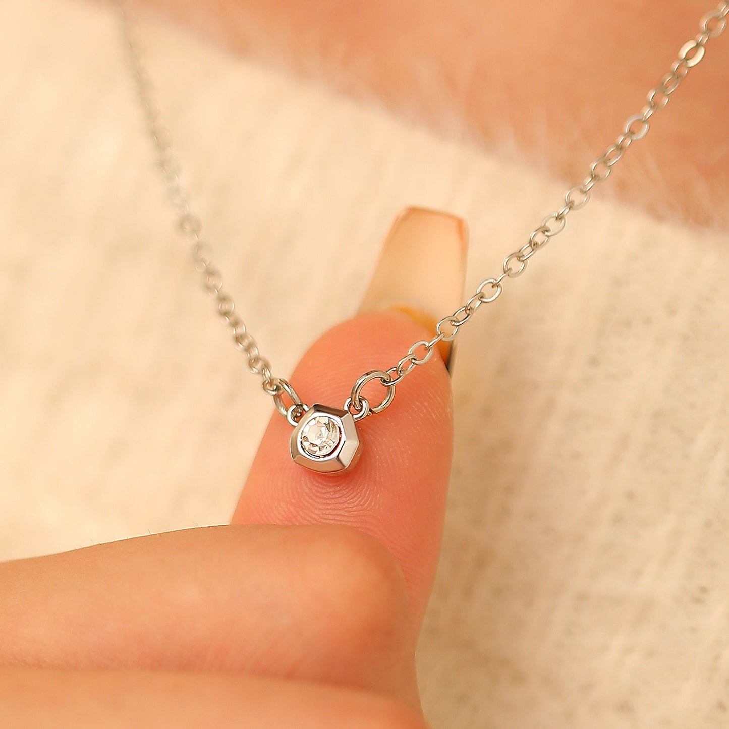 Geometric Inlaid Zircon Exquisite Water Drop Necklaces