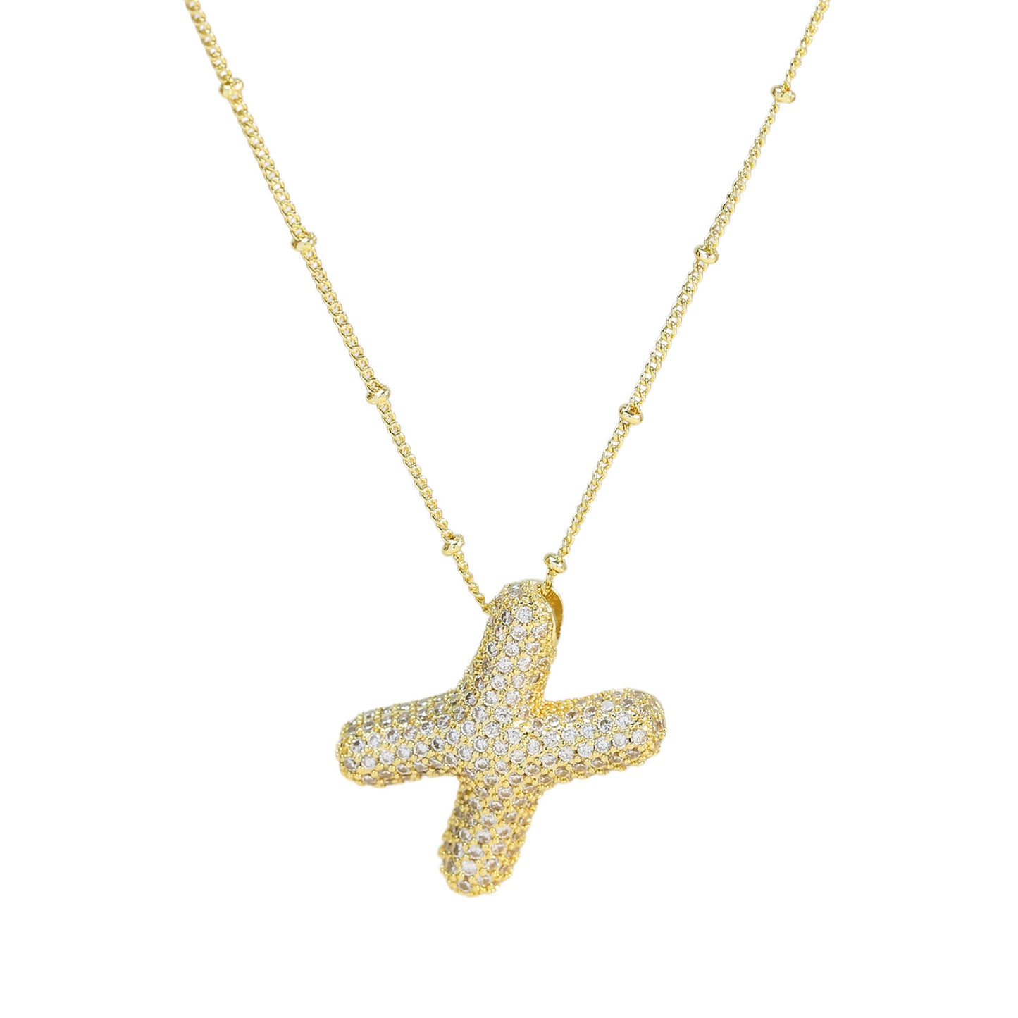 Women's Brass Zircon Bubble Balloon Letter Chubby Necklaces