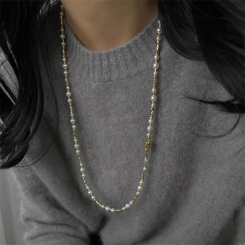 Cool Sier Gray Pearl Cut Flower Light Luxury Necklaces