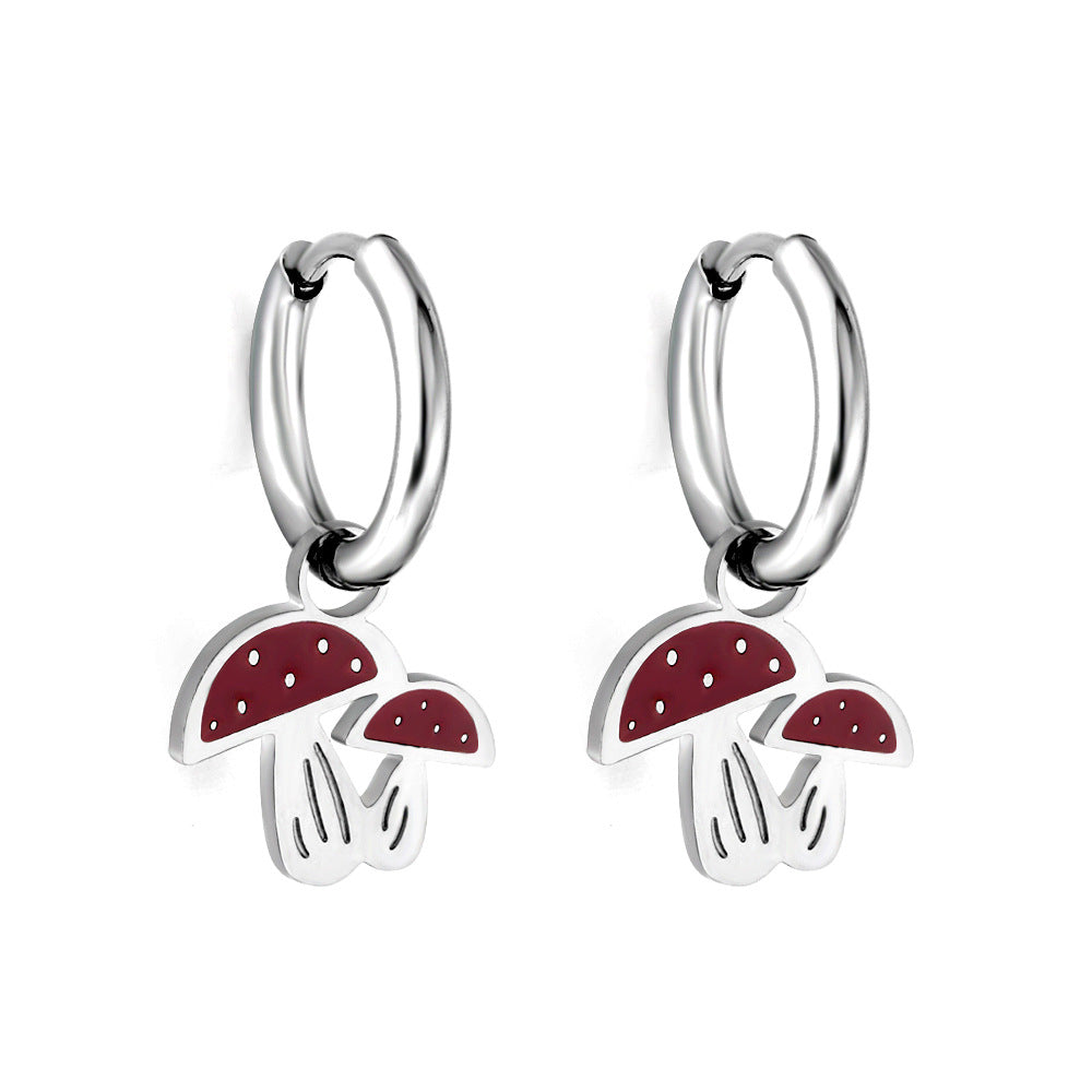 Cute Bread Strawberry Cherry Fruit Stainless Earrings