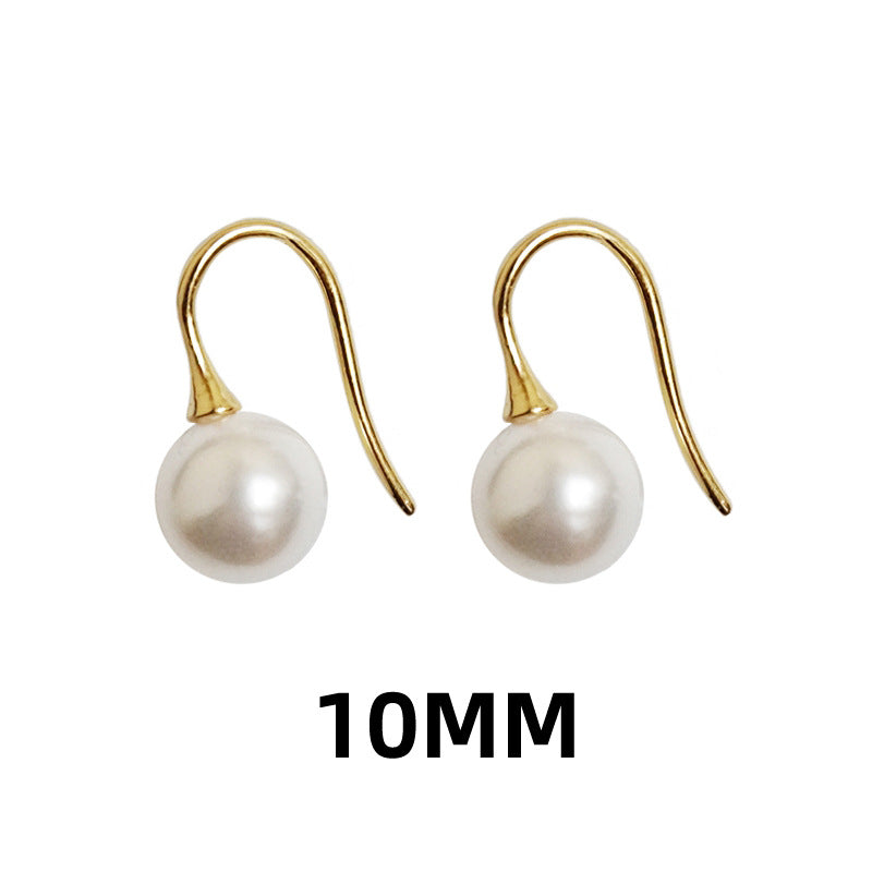Pearl Simple Classic Perfect Circle Shell Stud Earrings