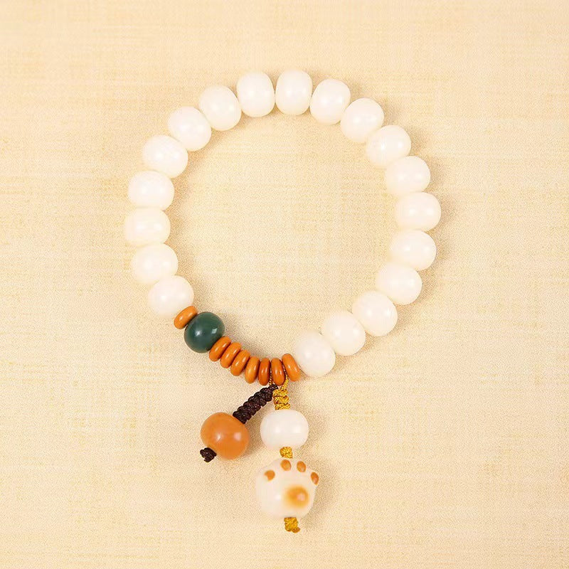 Cat Bodhi Root Female Natural White Jade Seed Pliable Temperament Bracelets