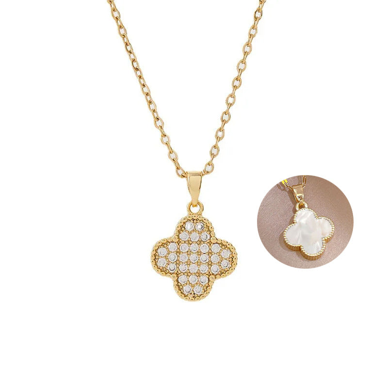 Women's Double-sided Clover Titanium Steel Elegant Light Necklaces
