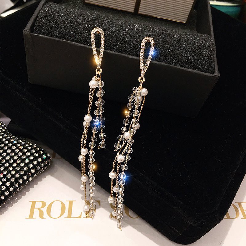 Women's Needle Elegant Long Tassel Thin Effect Earrings