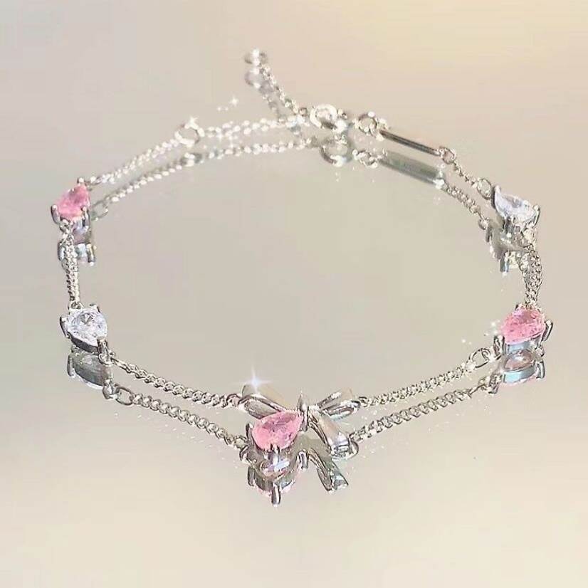 Light Luxury Elegant High-grade Pink Zircon Cold Bracelets