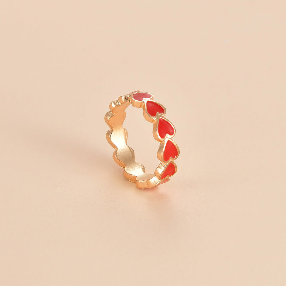 Women's Oil Dripping Love Lace Simple Heart-shaped Rings