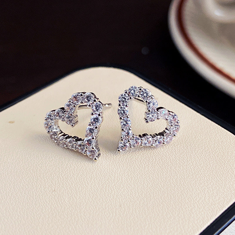 Women's Style Micro Inlaid Zircon Love Heart Earrings