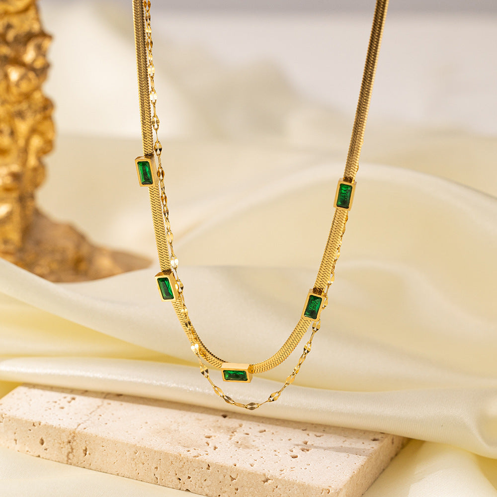 Women's Popular Twin Style Gold-plated Titanium Steel Necklaces