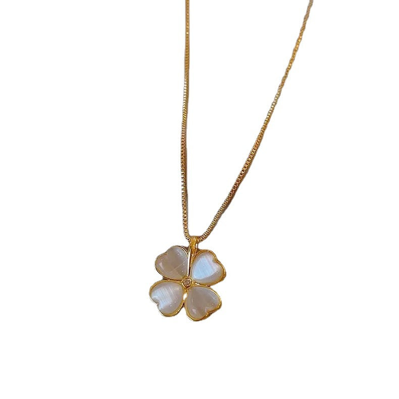 Women's Lucky Four-leaf Clover Titanium Steel Gold-plated Necklaces