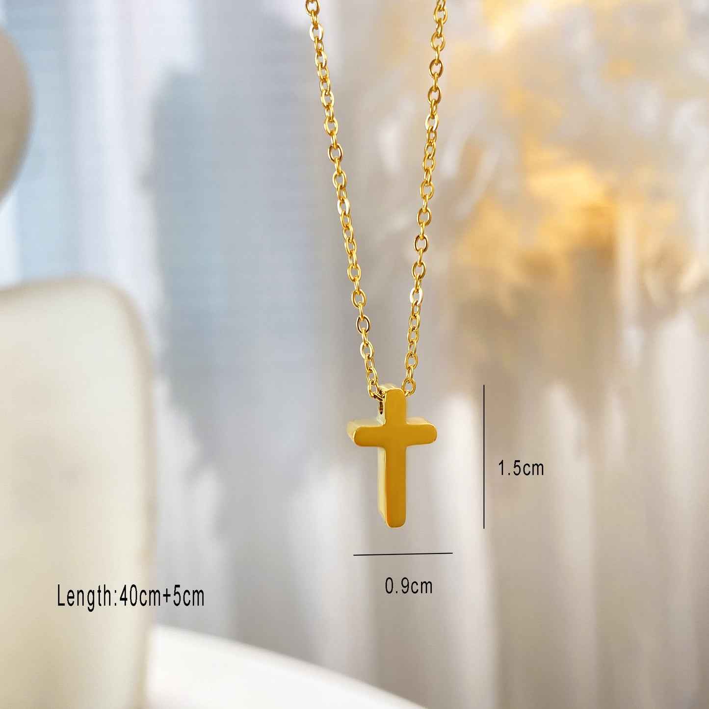 Gold Plating Buckle Small Flower Cruciate Titanium Necklaces