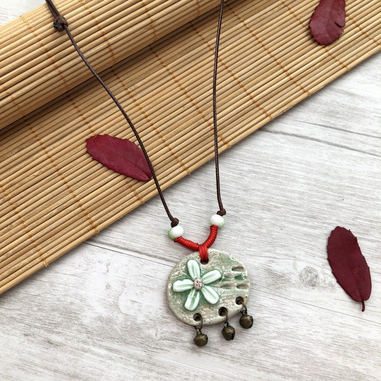 Women's Handmade Retro Sweet Fresh Ceramic Pinch Pendants