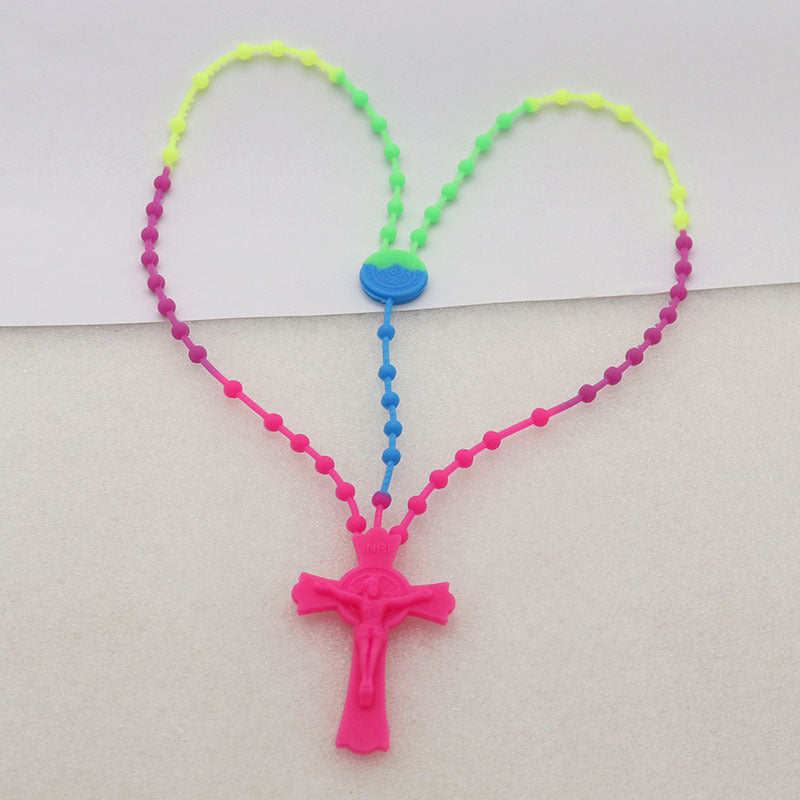 Flexible Glue Color Luminous Fluorescence Rosary Necklaces