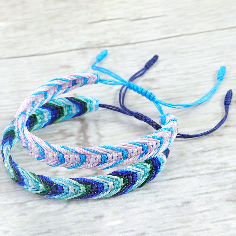 Bohemian Style Colorful Woven Ethnic Rainbow Bracelets