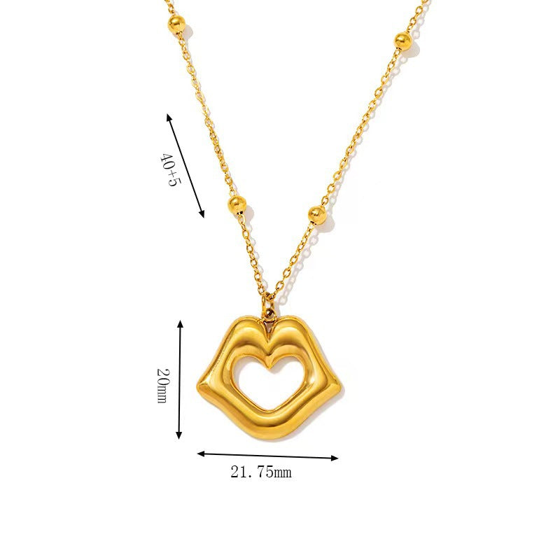 Gold Stainless Steel Titanium Lip Clavicle Chain Necklace