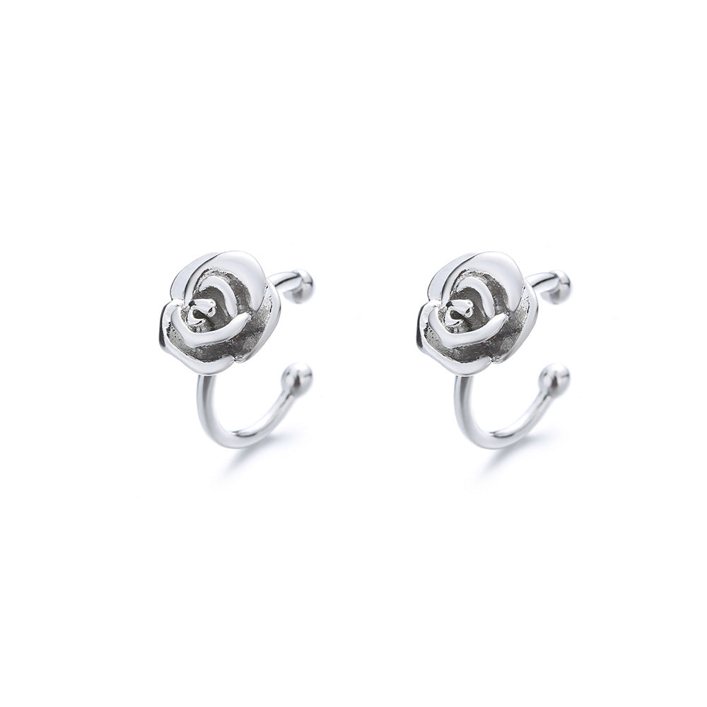 Transparent Colorful Rose Simple Niche Commuter Style Temperamental Lady Gentle Stud Earrings