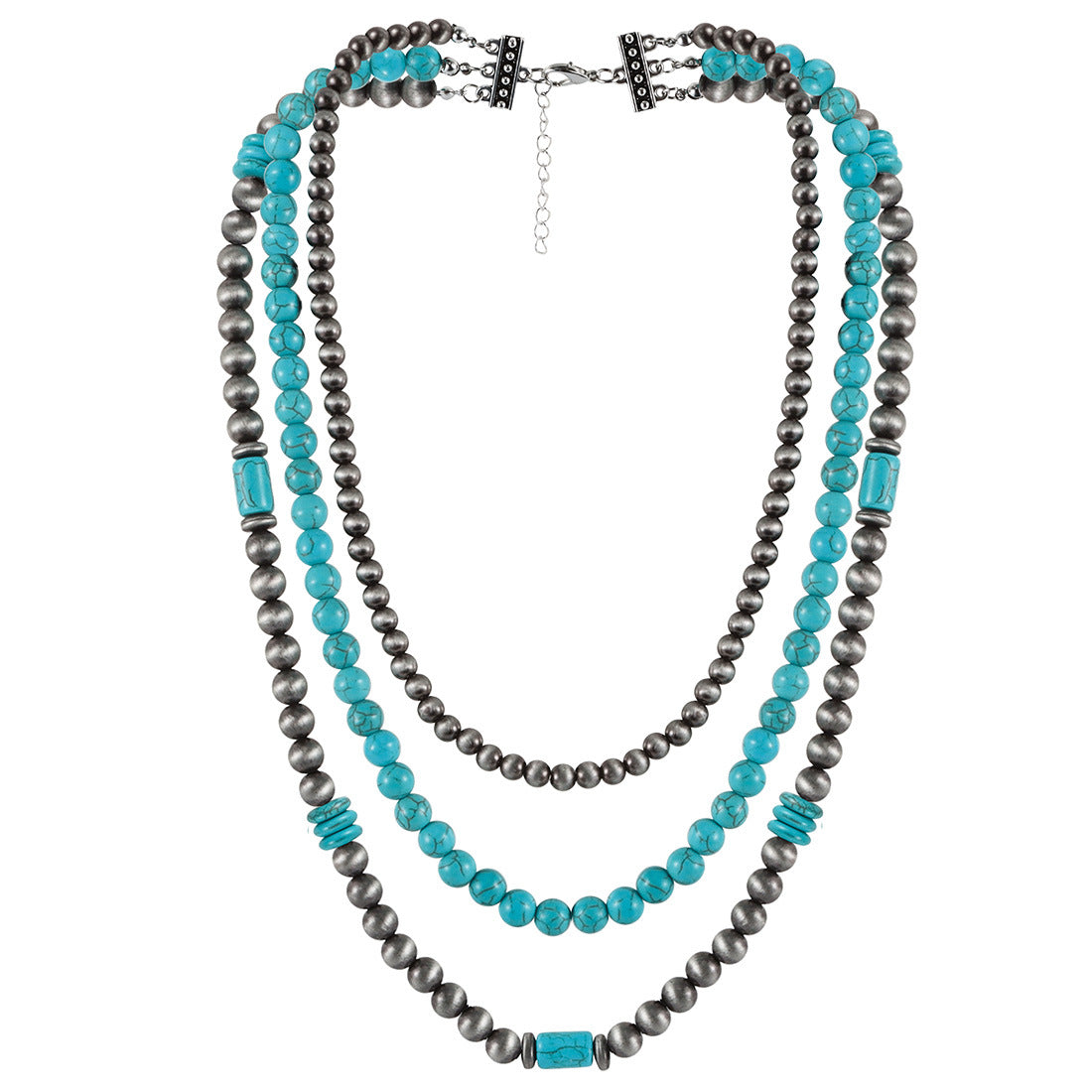 Ornament Turquoise Bohemian Style Twin Clavicle Necklaces