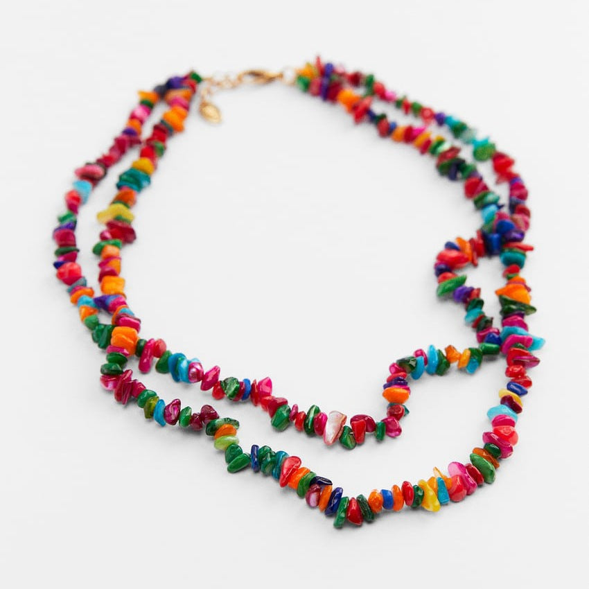 Women's Bohemian Color Gravel For Natural Stone Necklaces