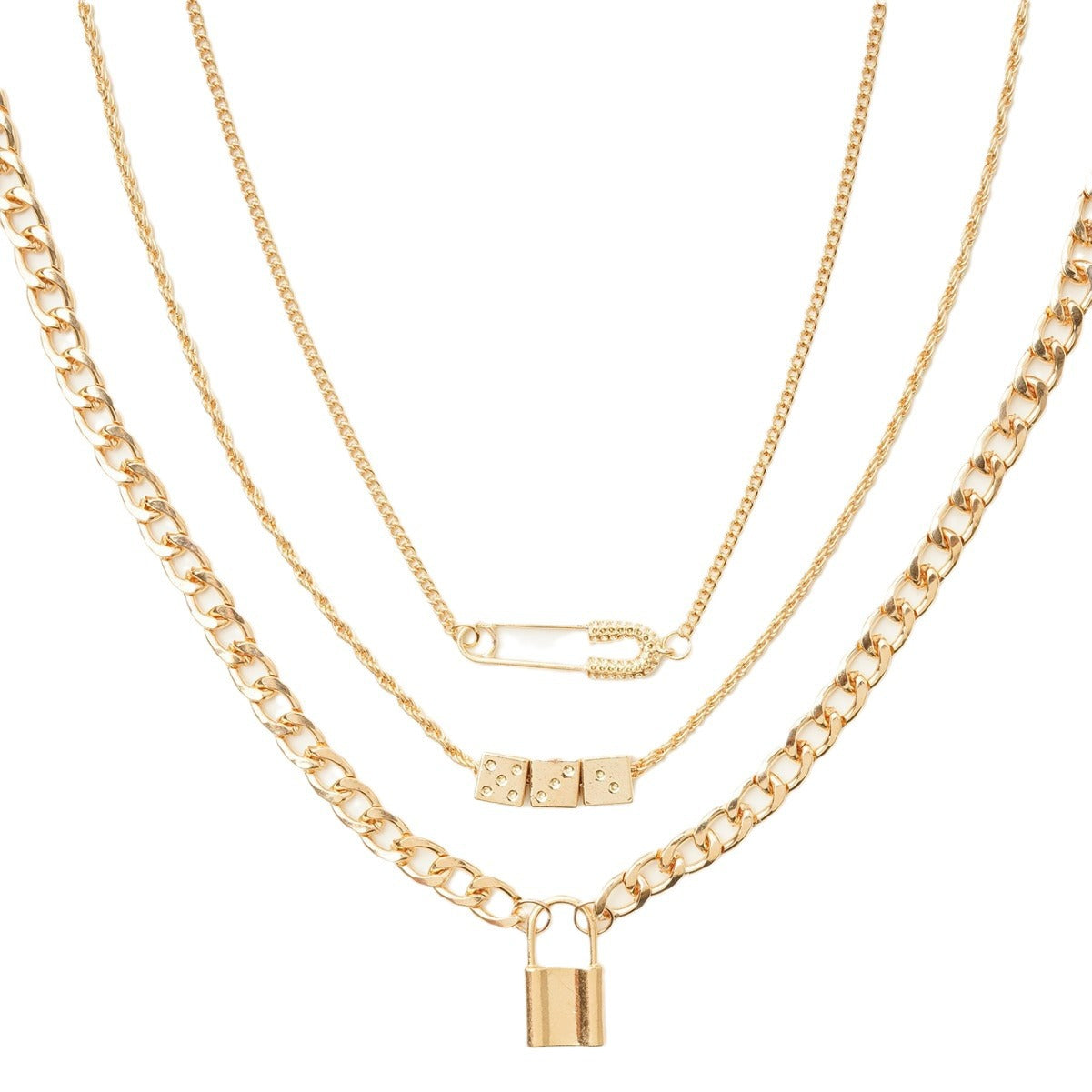 Fashion Simple Exaggerated Chunky Chain Key Lock Necklaces