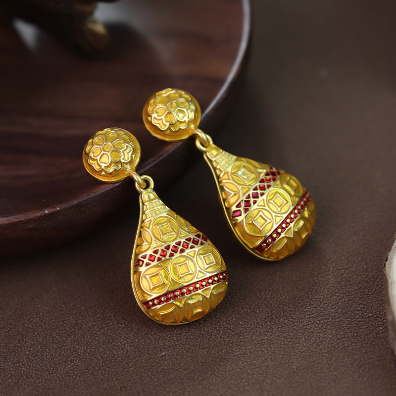 Women's Fashion Tassel Long Enamel Water Drop Earrings
