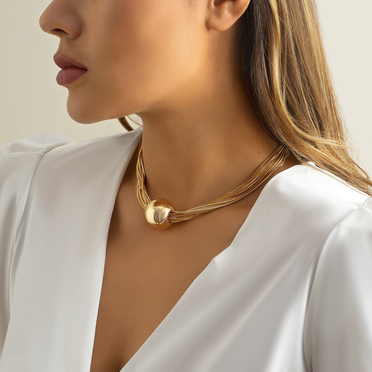 Ornament Exaggerated Punk Chain Twin Temperamental Necklaces