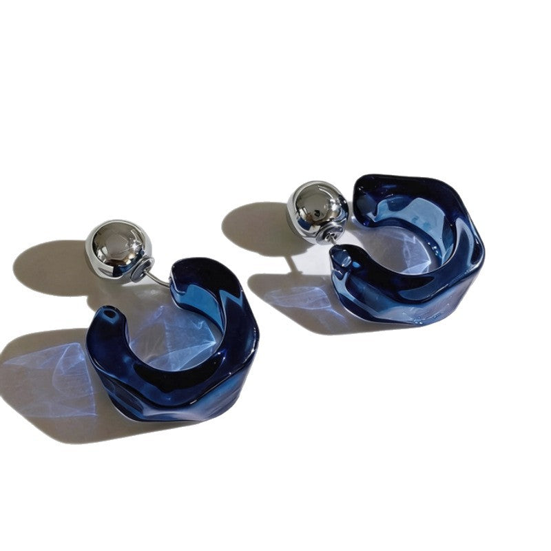 Irregular Resin Acrylic Ear Multiple Ways To Wear Shaped Stud Earrings